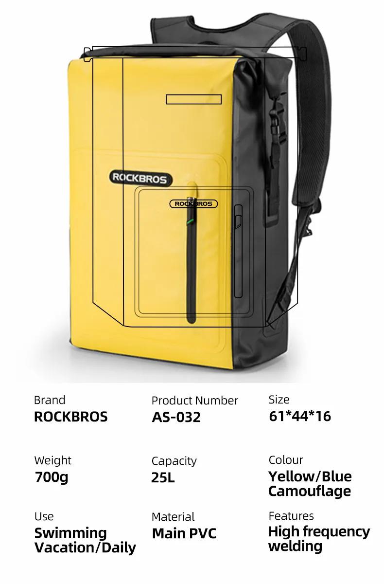 ROCKBROS-Sac de plage étanche pour homme et femme, sacoche de vélo, de natation, en PVC, de voyage,