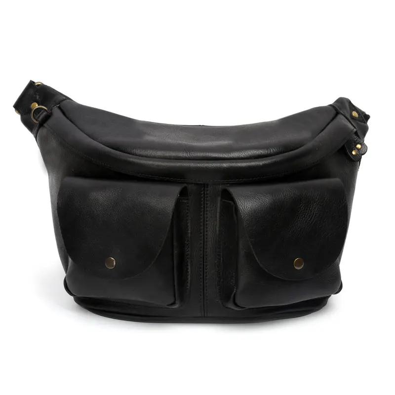 MAHEU-Grand sac de poitrine en cuir véritable pour hommes, sacs à bandoulière, sacs à bandoulière, s