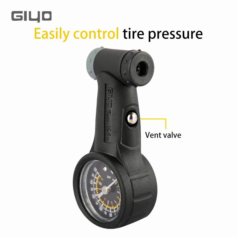 Manomètre de pression d'air pour pneus de vélo GIYO, valves Schrader/Presta, 160 PSI, baromètre prof