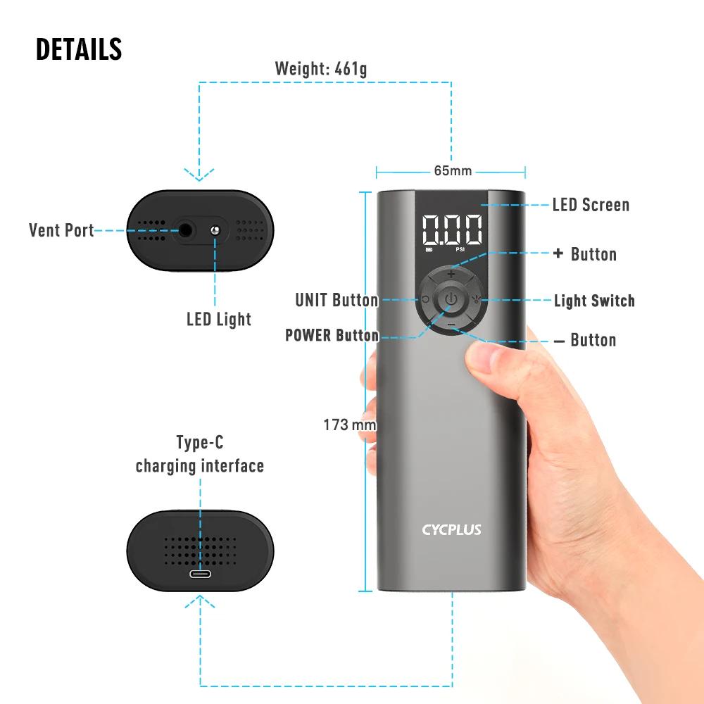 CYCPLUS A8 pompe à pneu de vélo Portable gonfleur de vélo compresseur d'air électrique batterie Rech