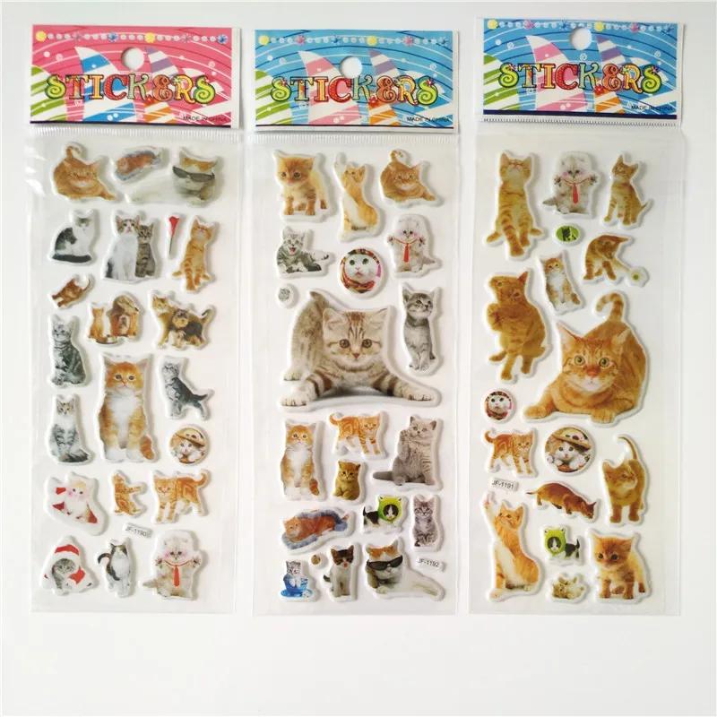 Autocollants 3d chien et chat Marie, 6 feuilles, pour voiture, Scrapbook, animaux, poisson, dinosaur