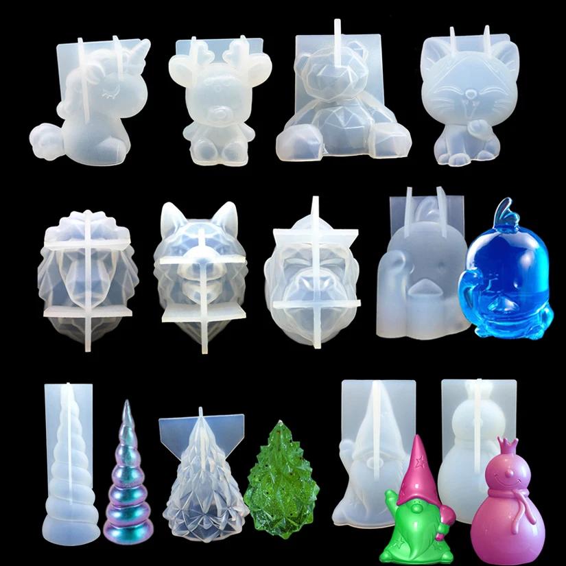 Moule en silicone 3D pour décoration de gâteaux en fondant, motifs Ours, Licorne, Corne, Cerf de Noë