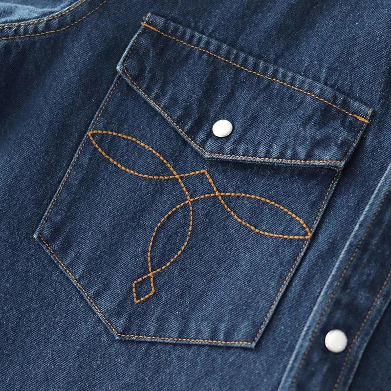 Chemise en jean western lourd pour hommes, manteau de chemisiers d'outillage épaissi, chemise décont