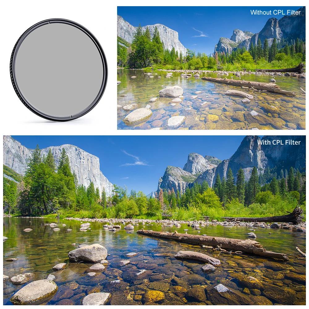Kits de filtres pour appareil photo K&F CONCEPT MC UV CPL avec capuchon d'objectif, polarisant circu