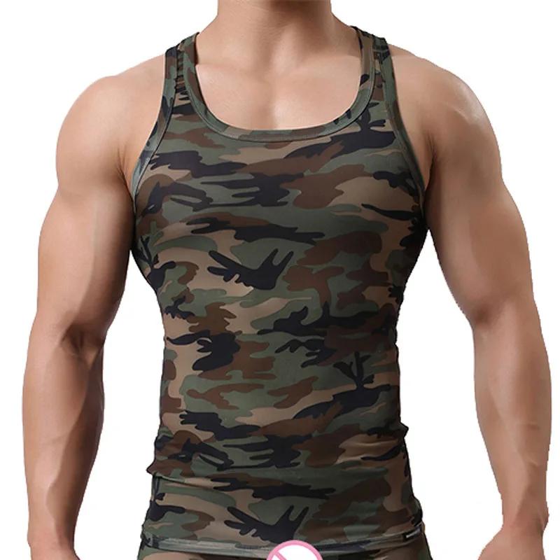 Débardeur à séchage rapide pour hommes, maillot de corps sans manches, Fitness, Camouflage, Singlet,