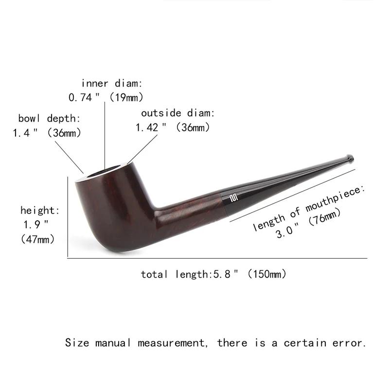 Pipe à tabac classique en bois de bruyère, compatible avec les filtres de 9 mm, tige droite faite à