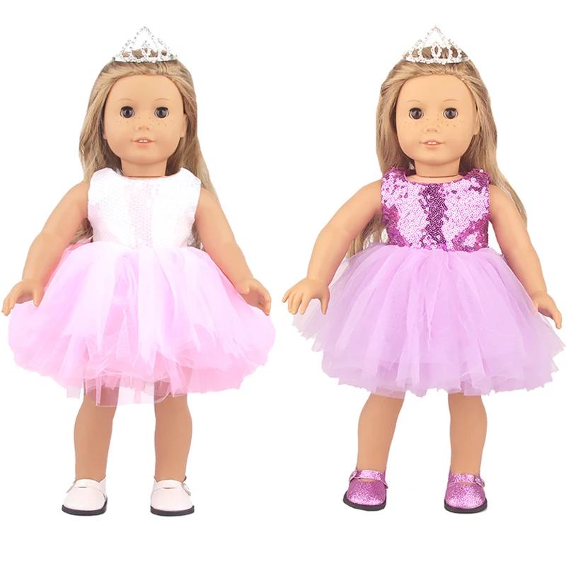 Robe à paillettes, vêtements de poupée pour bébé de 17 pouces et 43cm, jupe brillante pour fête de r