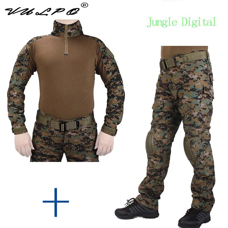 VULPO chasse Camouflage BDU Jungle uniforme d'entraînement numérique chemise Met Broek En coude et g