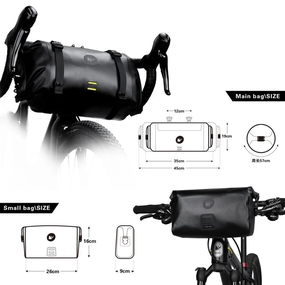 Rhinowalk – sac de guidon de vélo étanche, grande capacité 4L-12L, cadre, Tube avant, sac de cyclism