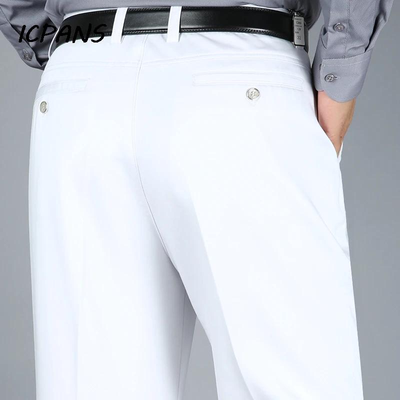 Pantalon droit taille haute pour homme, droit, plat, en coton, noir, pour bureau, grande taille 29-4