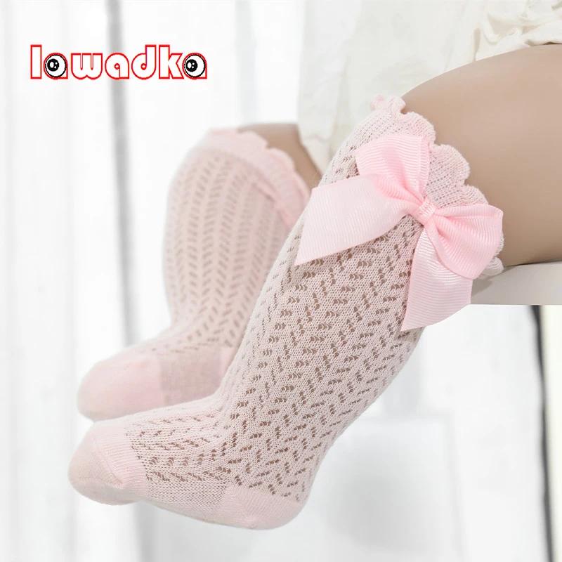 Lawadka bébé fille chaussettes enfant en bas âge bébé arc coton été maille bébé genou chaussettes no