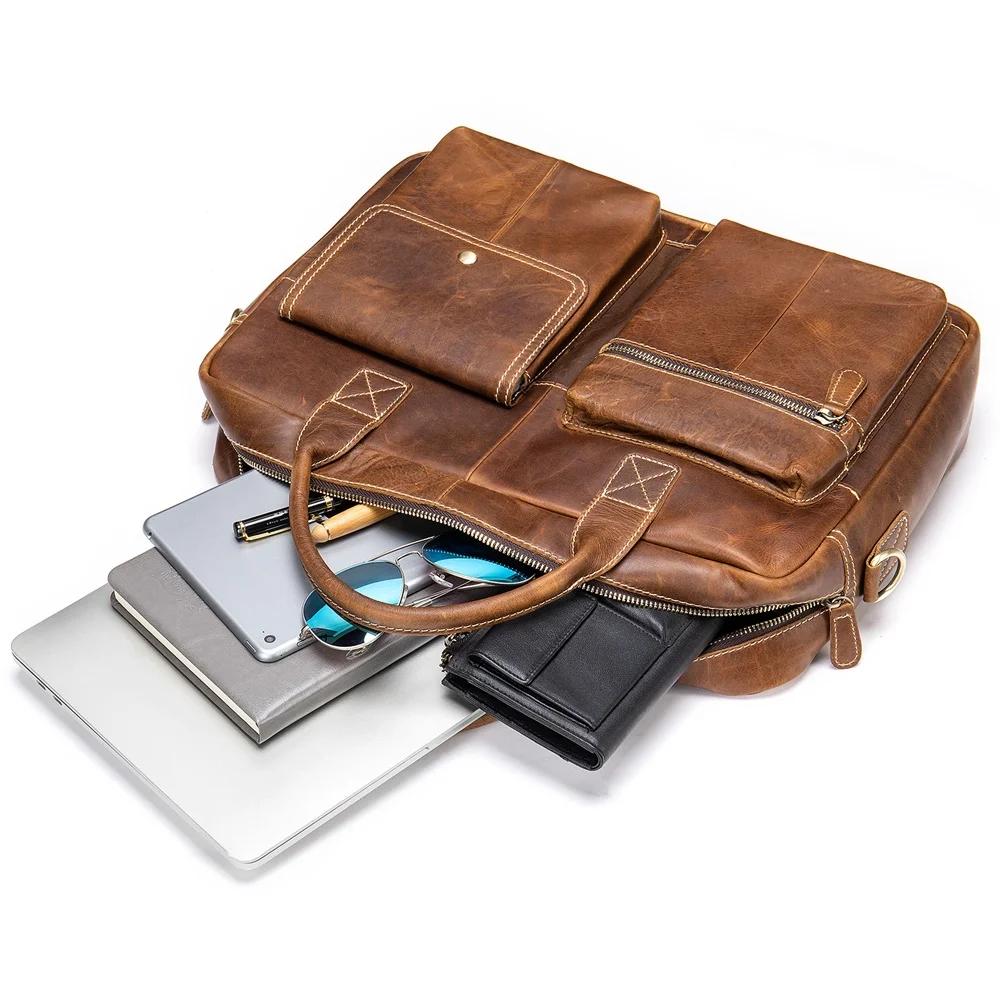 MVA – mallette en cuir véritable pour hommes, sac d'ordinateur portable de 15 pouces, sac à main en