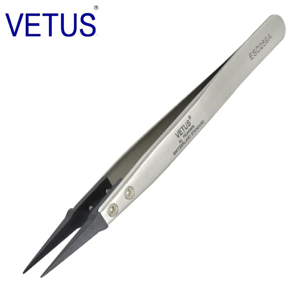 VETUS ESD-259A pince à épiler antistatique à tête Interchangeable corps en acier inoxydable tête en