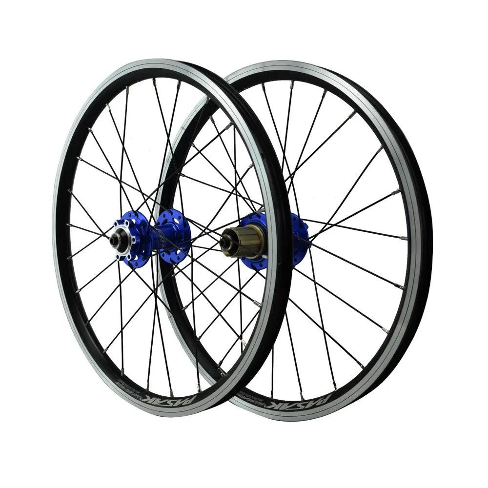 Paire de roues de vélo pliant, frein à disque, frein à jante en V, 24H, valve AV, moyeux à roulement