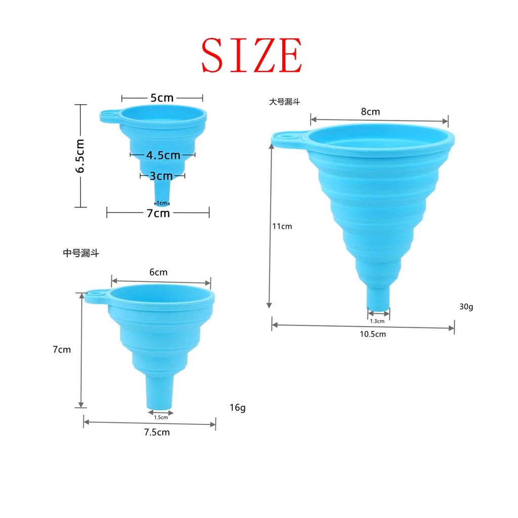 3 pièces entonnoir pliable en Silicone, outils de cuisine domestique, Mini entonnoir Portable pour P