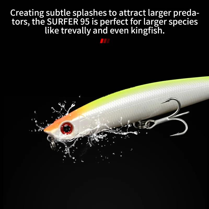 BLUX SURFER 95 Topwater Popper crayon 95MM Surface Walker leurre de pêche marcher le chien artificie