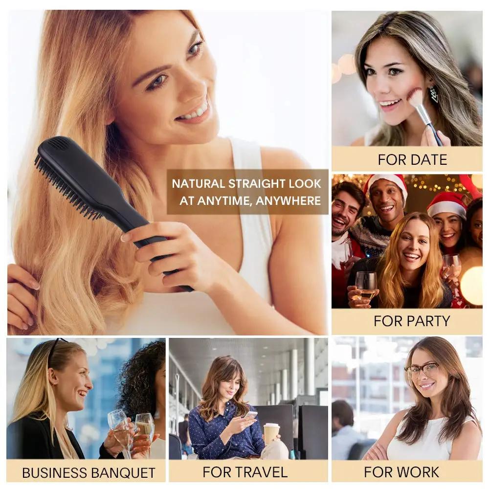 Brosse à cheveux en céramique, peigne chauffant, 230 ℃, Anti-brûlure, affichage Lcd, double tension,
