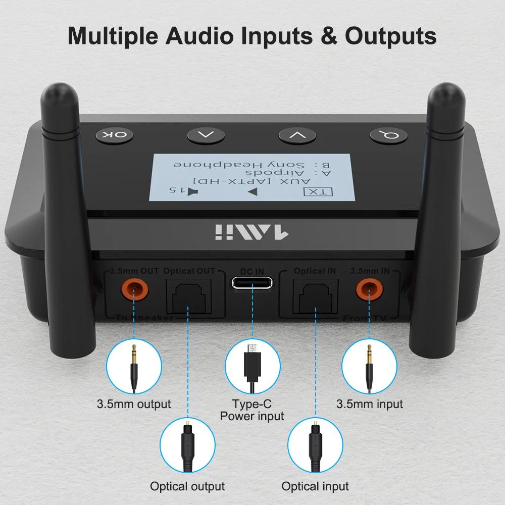 1Mii B03+ transmetteur récepteur Bluetooth 3.5, aptX LL HD, 5.0mm Aux Audio, adaptateur pour TV PC,