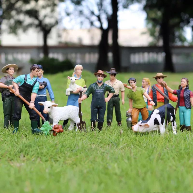 Oenux nouveau modèle de personnes fermières Simulation personnel de ferme mangeoire figurines d'acti