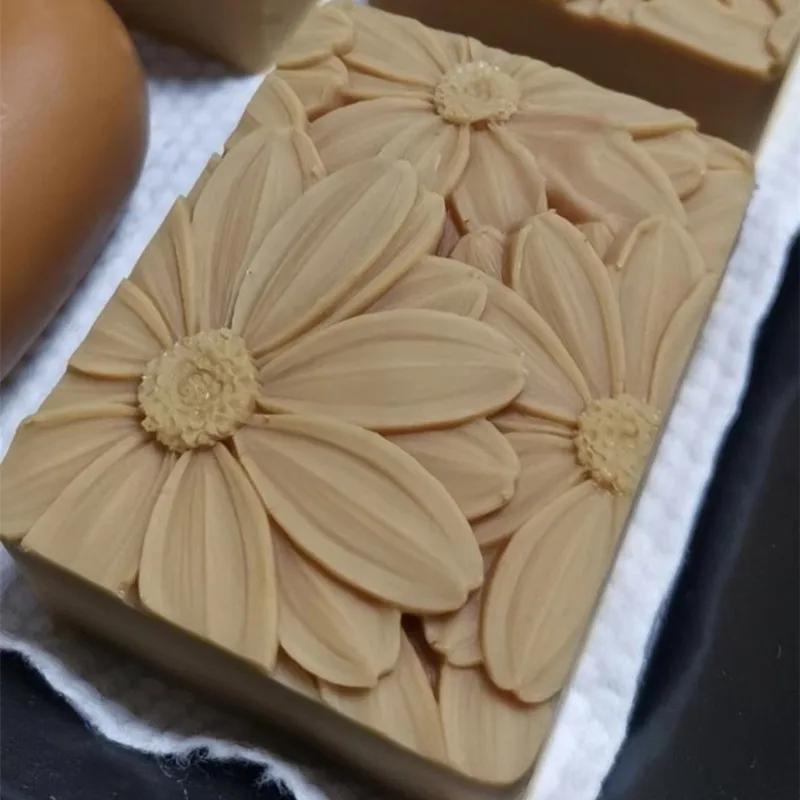 Le plus récent!! 3d élégant tournesol savon moule Rectangle Silicone savon faisant des moules bricol