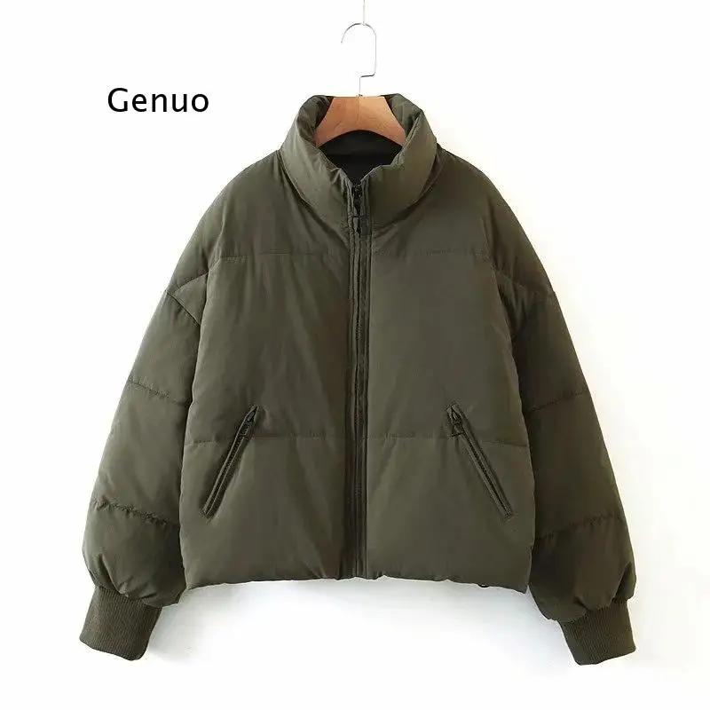 Veste épaisse rembourrée à col montant pour Femme, parka surdimensionnée, à la mode, Style Preppy, h
