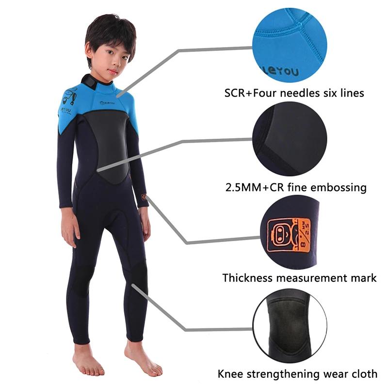 Filles épais maillot de bain garçons néoprène Surf combinaison 2.5mm sous-marine gratuit combinaison