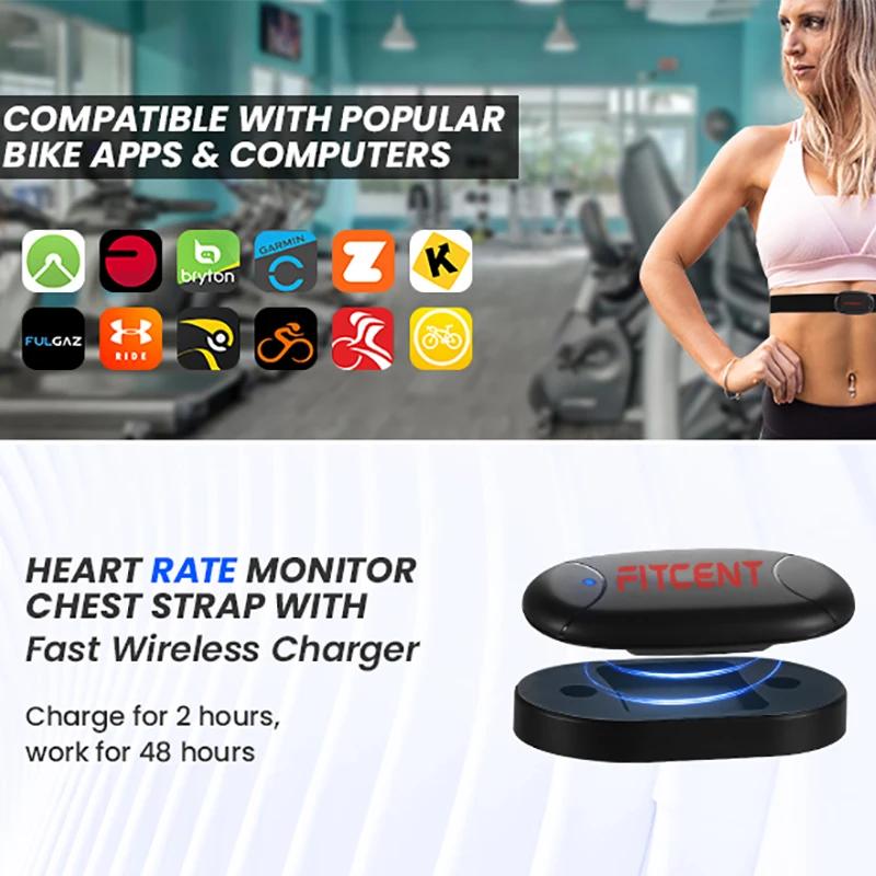 Moniteur de fréquence cardiaque Rechargeable FITCENT avec capteur de sangle pectorale Bluetooth ANT