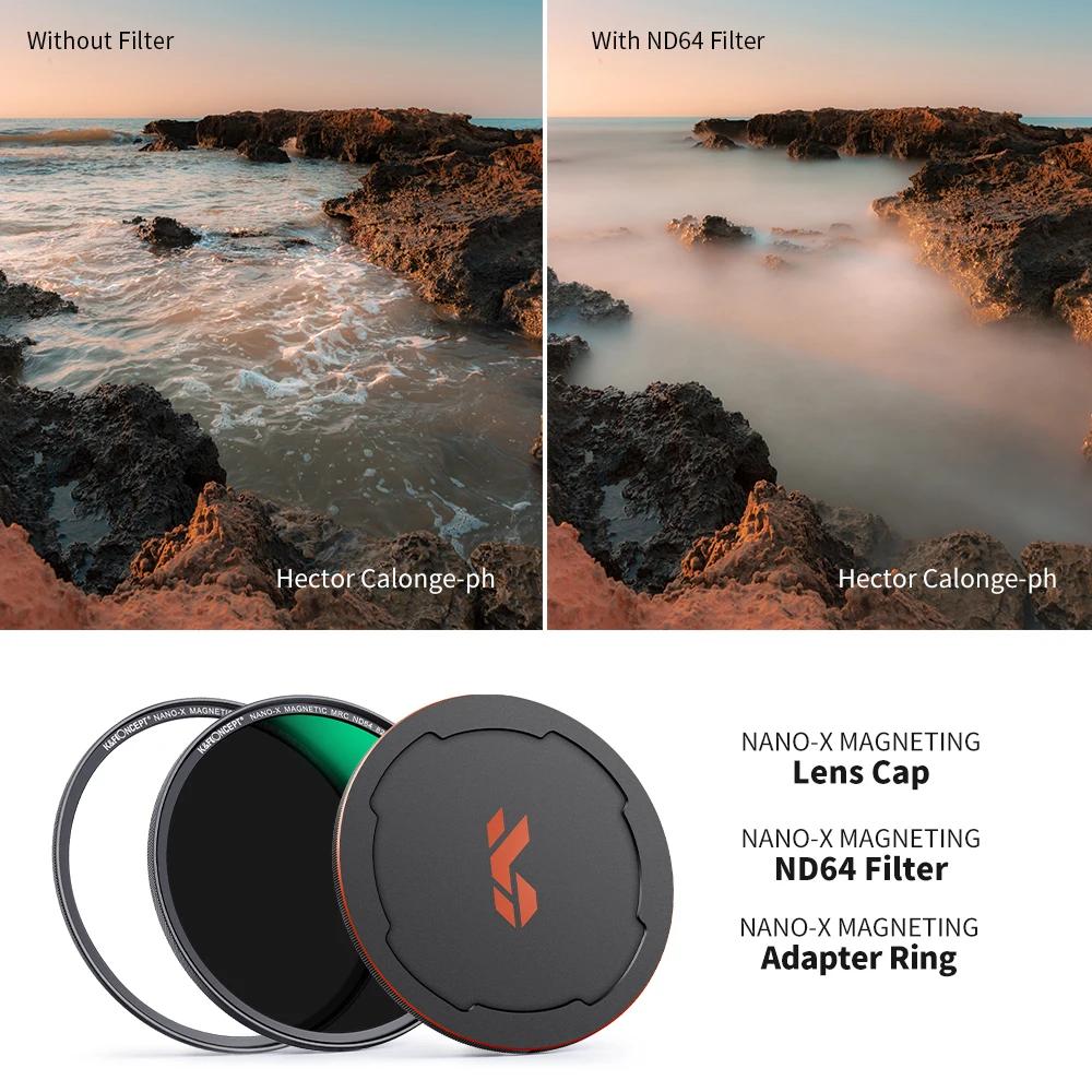 Filtre d'objectif d'appareil photo K&F CONCEPT magnétique HD ND64 Nano-x avec revêtements multicouch