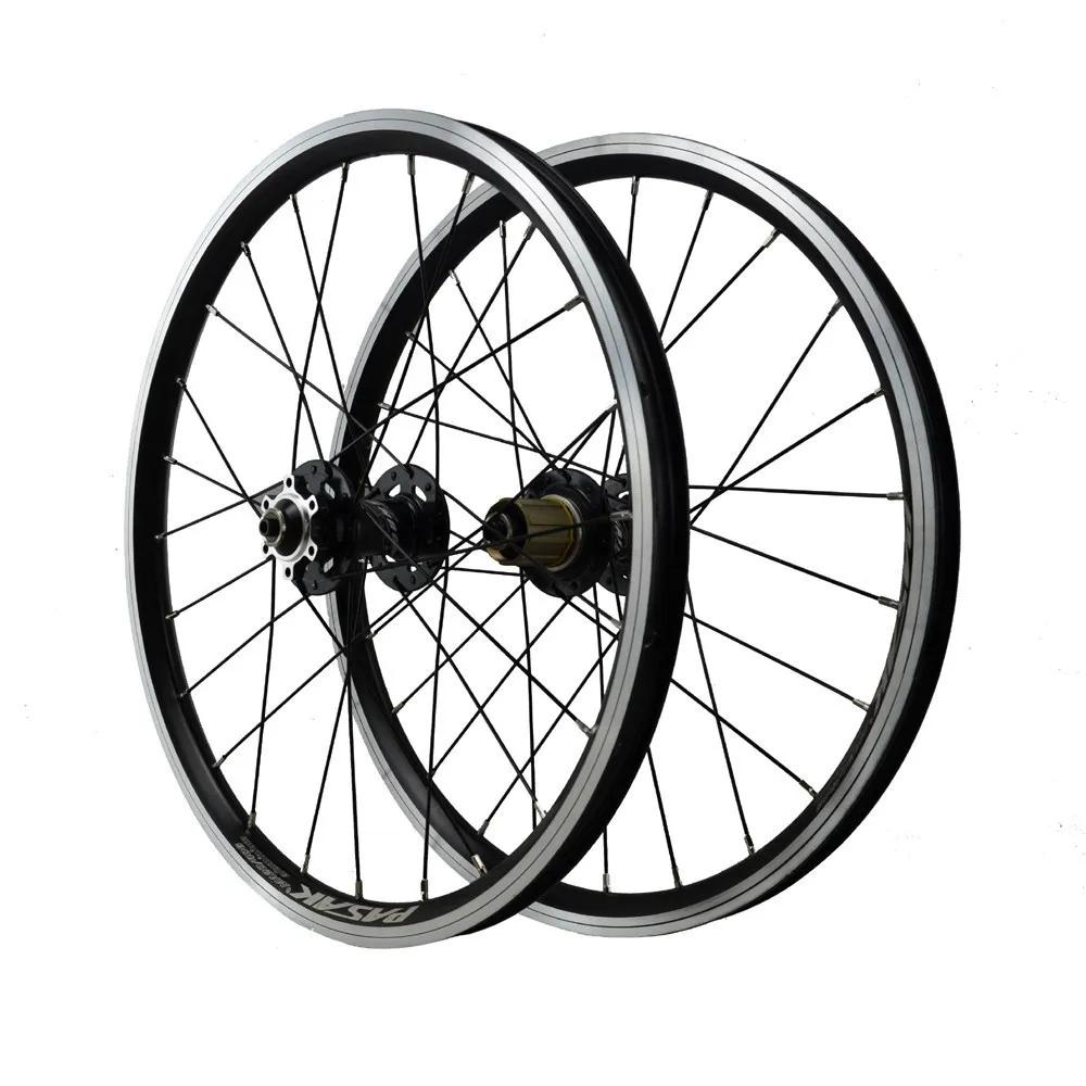 Paire de roues de vélo pliant, frein à disque, frein à jante en V, 24H, valve AV, moyeux à roulement