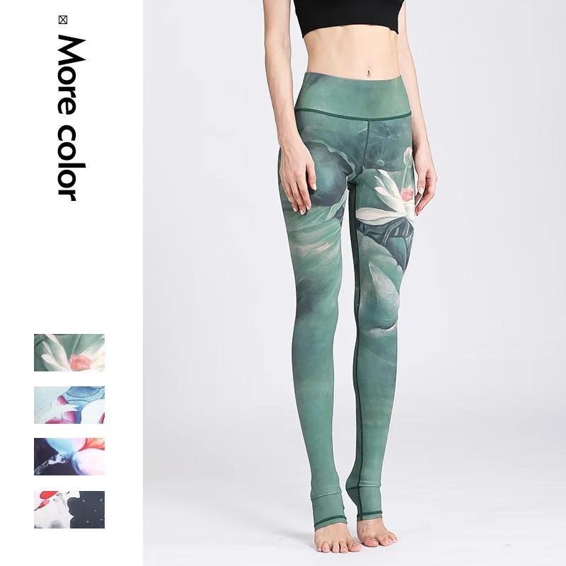 Pantalon de Yoga pour femmes, collant de sport, taille haute, à motif Floral, Push-Up, de course, d'