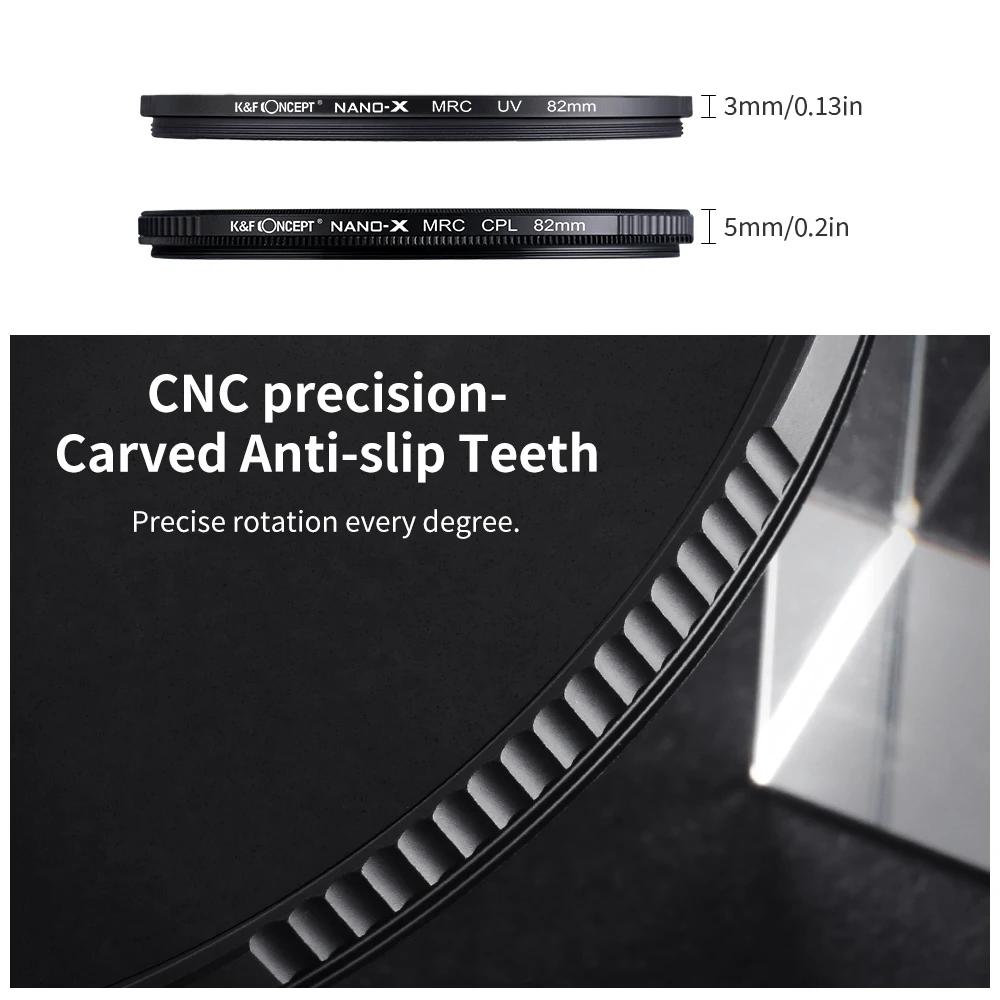 Kits de filtres pour appareil photo K&F CONCEPT MC UV CPL avec capuchon d'objectif, polarisant circu