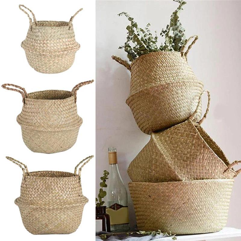 Zerolife panier en osier d'algues rotin suspendu Pot de fleur panier de vêtements sales panier de ra