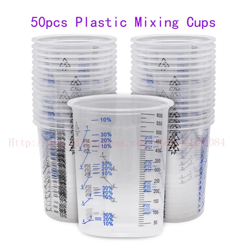 Pistolet de pulvérisation 600ml, tasses à mesurer jetables, 50 pièces, peinture plastique graduée tr