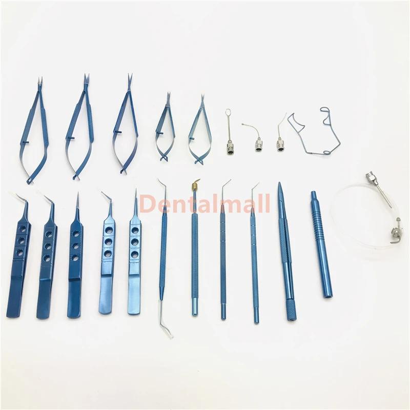 Instruments de micro danse avec boîte de plateau tertiaire, ensemble de cataracte oculaire, 21 pièce