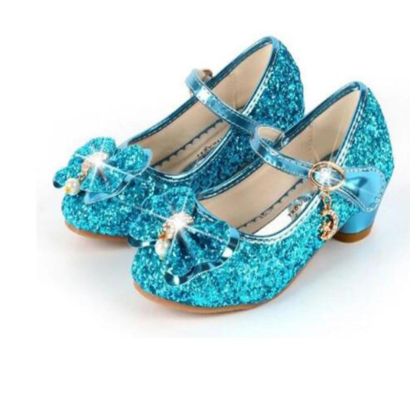 Chaussures princesse papillon en cuir pour enfants, chaussures à talons hauts avec nœud papillon en