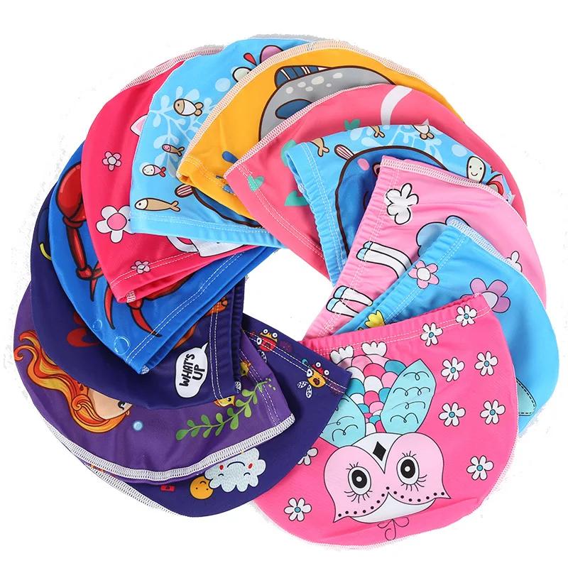 Bonnet de natation en tissu élastique pour enfants, chapeau de protection des oreilles, casquettes d