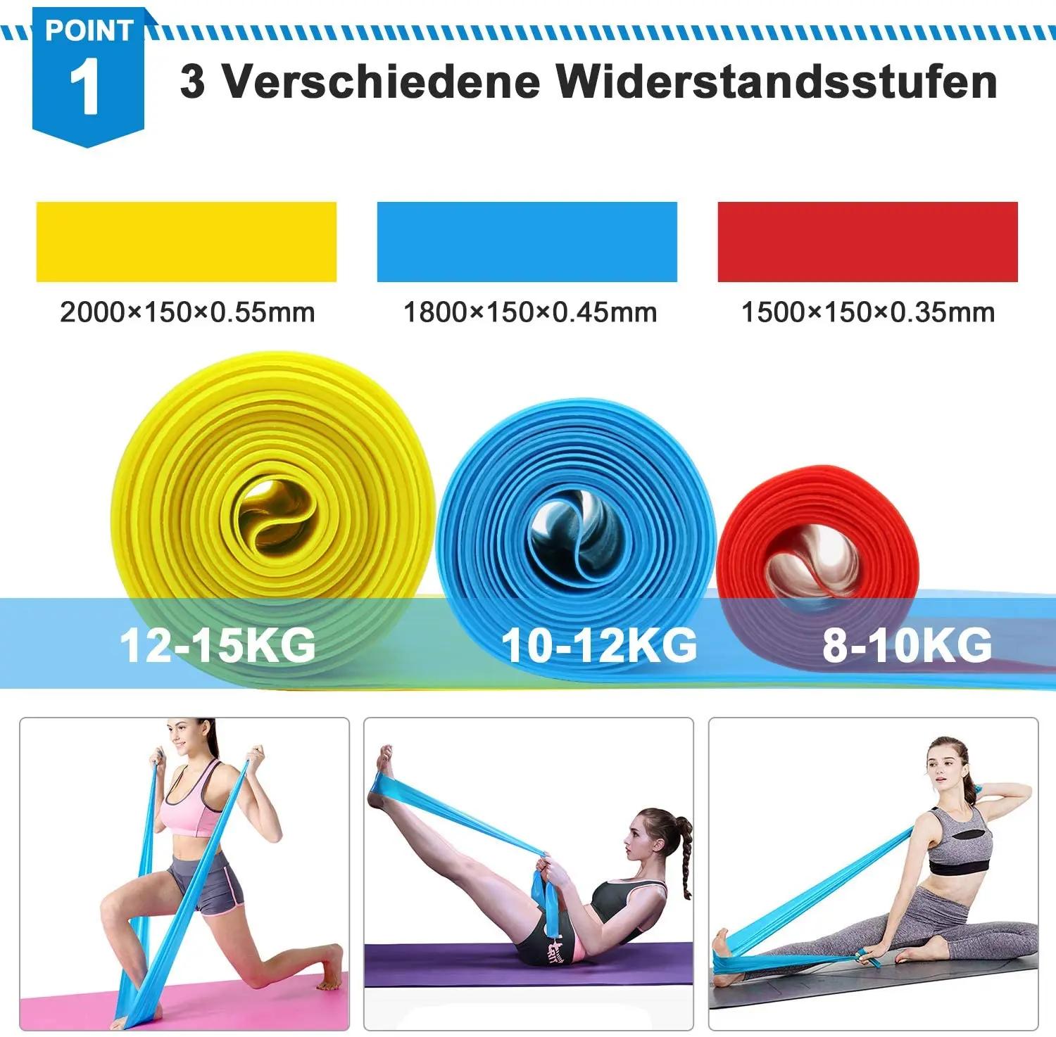 Bandes de fitness élastiques 3 pièces - Équipement de résistance pour yoga, pilates et crossfit