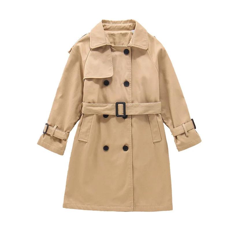Trench-coat long pour adolescentes de 4 à 13 ans, nouvelle mode, veste coupe-vent de Style anglais p