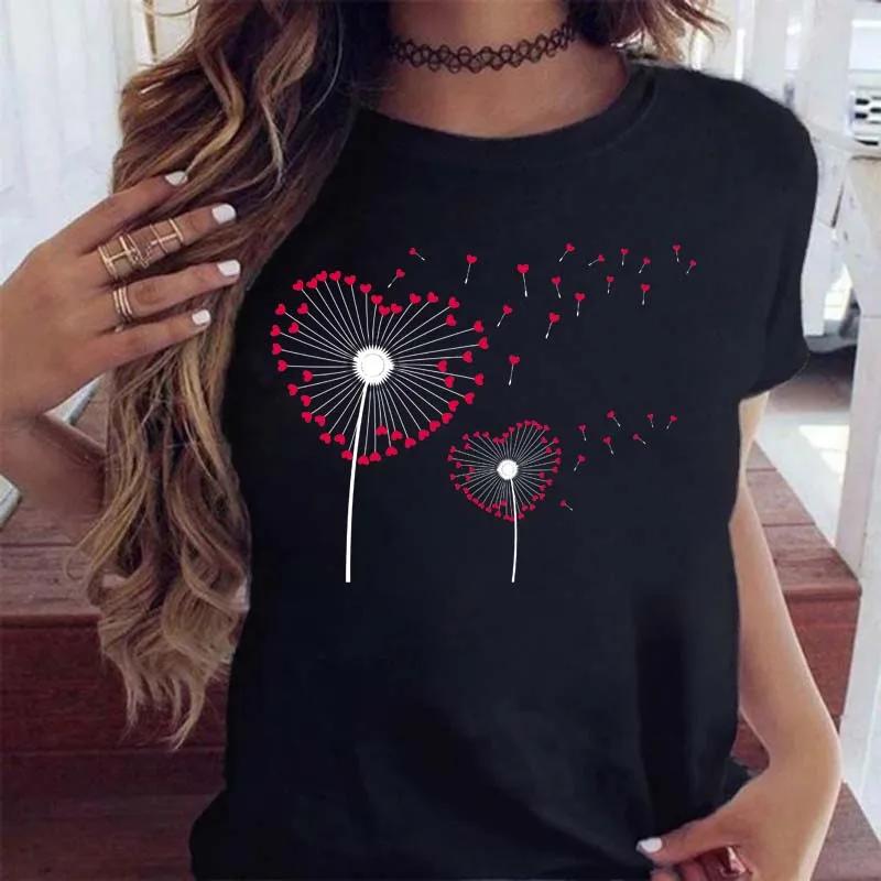 Maycaur femmes graphique dessin animé pissenlit imprimé t-shirt à manches courtes dames imprimer vêt