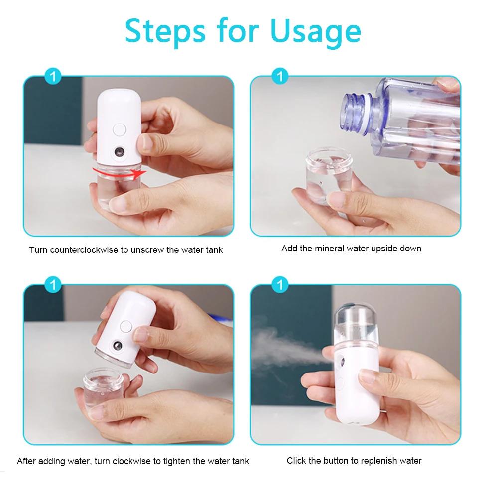 Pulvérisateur Facial à brume USB, humidificateur, nébuliseur Rechargeable, vapeur pour le visage, In
