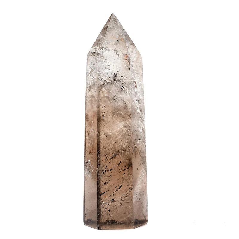Pierre de guérison Reiki en cristal de Quartz fumé naturel, prismes hexagonaux, baguette d'obélisque