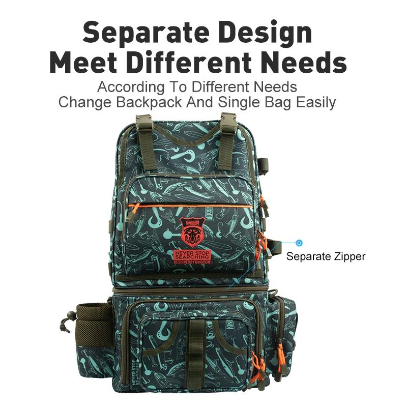 Kingdom – sac à dos de pêche en Nylon imperméable 1000D, 43x24x53cm, grande capacité, rangement mult
