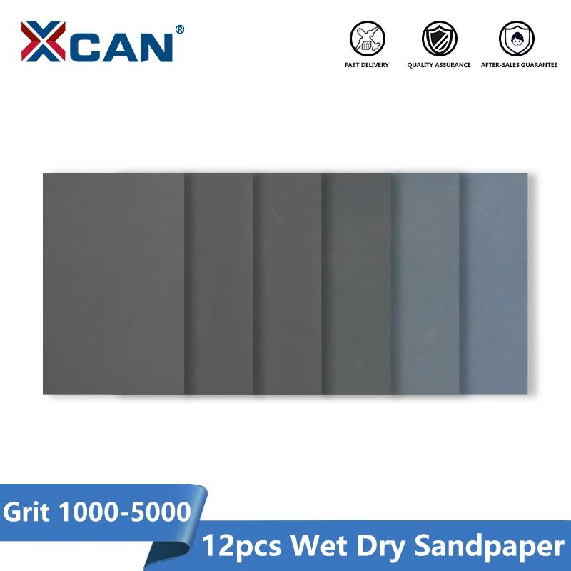 XCAN papier de verre sec et humide 12 pièces papier de verre étanche grain 1000-5000 9x3.6 pouces po