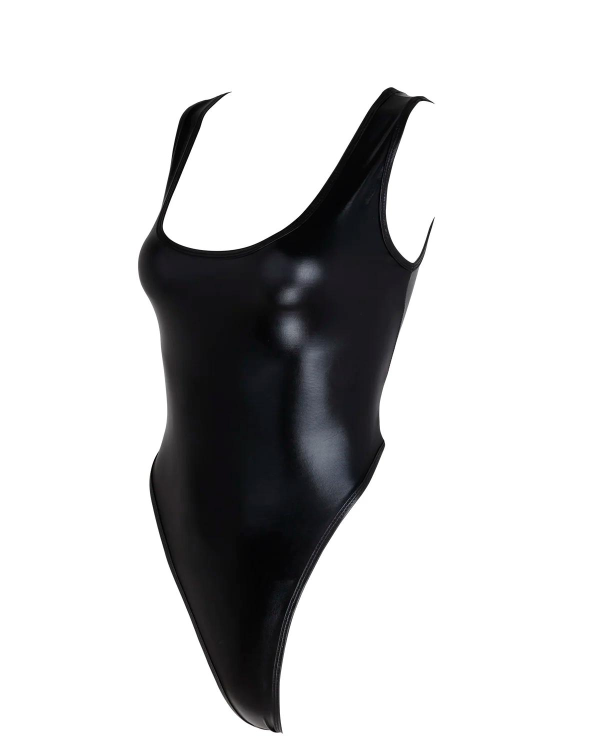 Justaucorps femme brillant métallique gymnastique - Body une pièce dos nu maillot de bain sportif