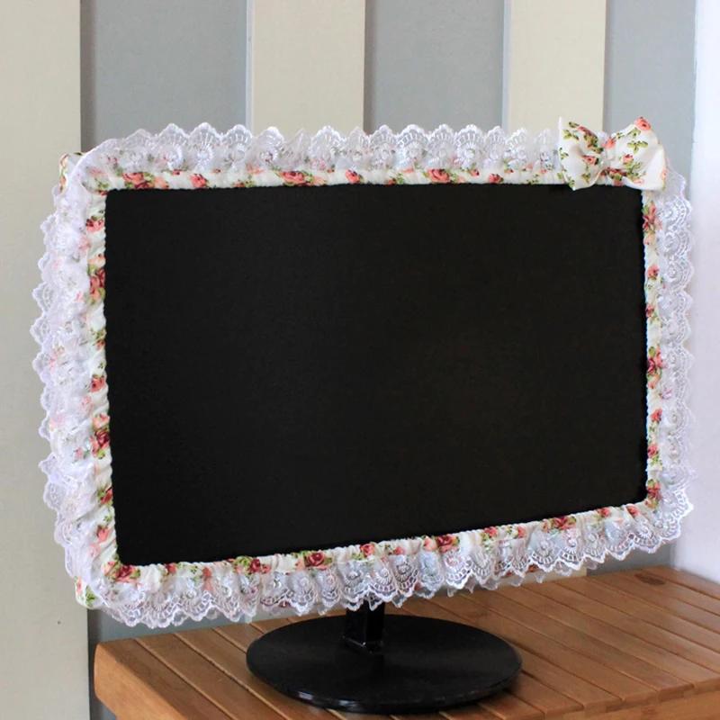 Couverture de cadre d'ordinateur en tissu dentelle, couverture anti-poussière pour écran de moniteur