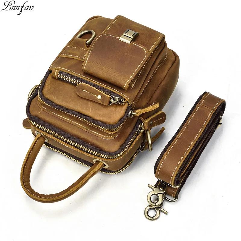 Elin Horse-Sac messager en cuir véritable pour homme, sac à main en cuir de vachette, double fermetu