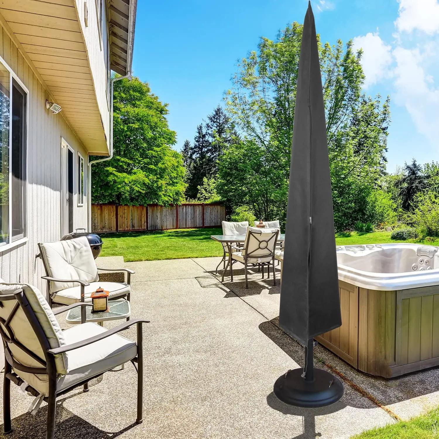 Housses de Parasol de marché imperméables noires 210D pour Patio, avec fermeture éclair, pour 6 tail