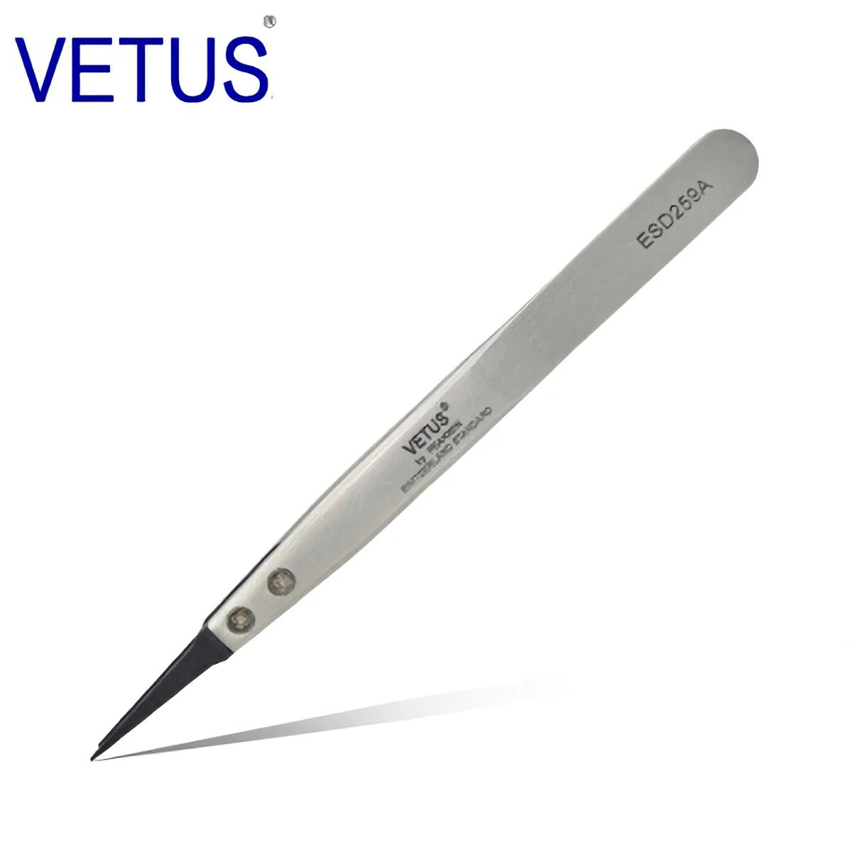 VETUS ESD-259A pince à épiler antistatique à tête Interchangeable corps en acier inoxydable tête en