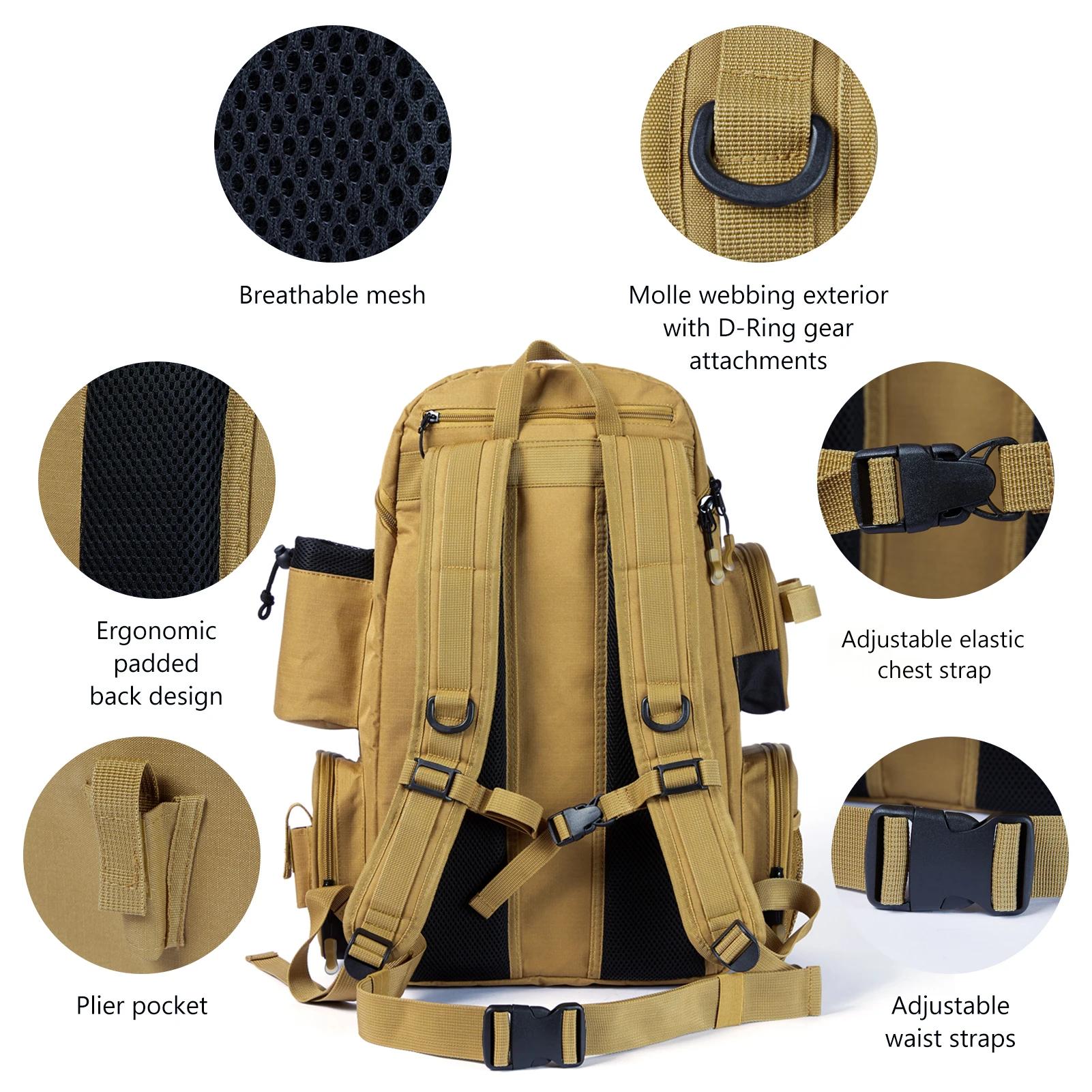 Bassdash sac de pêche multifonctionnel sac à dos de matériel boîte de matériel tactique légère