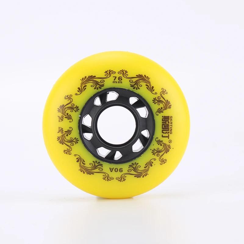 Roues patins à roulettes 8 pièces 72-80mm - Roues freestyle 90A durable blanc/jaune